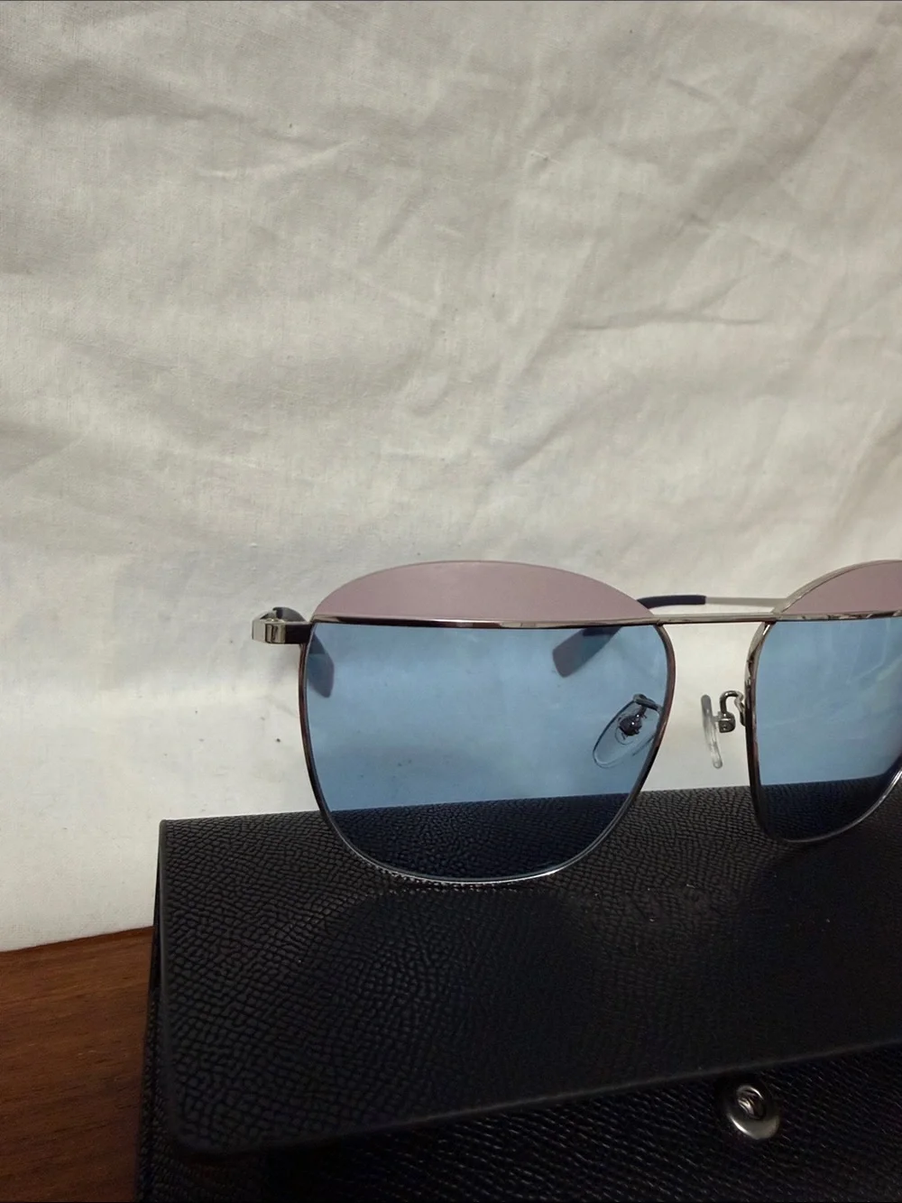 Furla Silver Frame Sunglasses with Blue Lenses